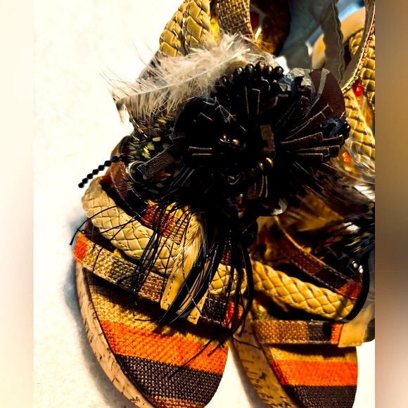 Almost Brand New Feathered Wedges By Two Lips Box 67 Wedge Height 45 Almost Brand New Feathered Wedges By Two Lips Box 67 Wedge Height 45